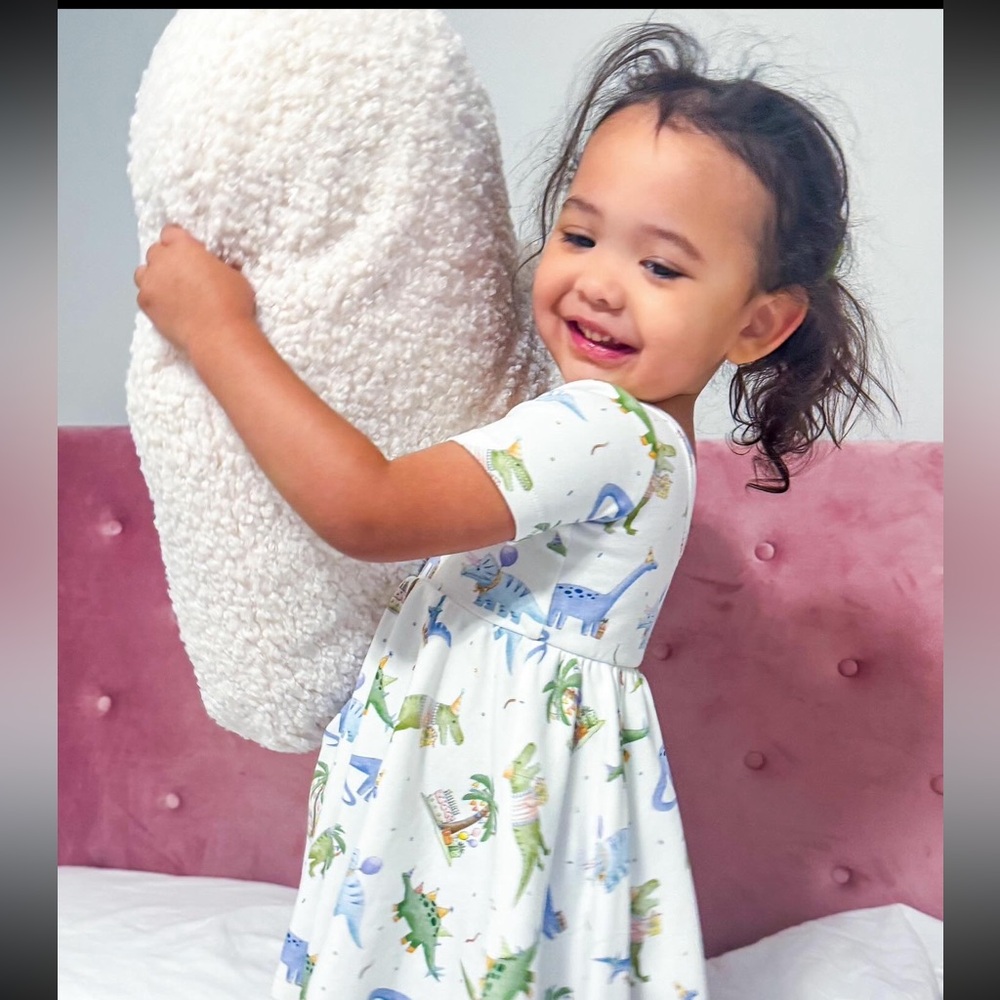 Dinosaur Print Twirl Dress—4T EUC